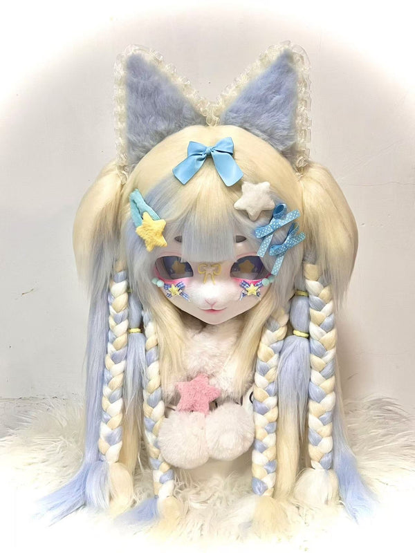 [Kitten] Yellow Blue Cute Kitten Kig Fursuits Stock