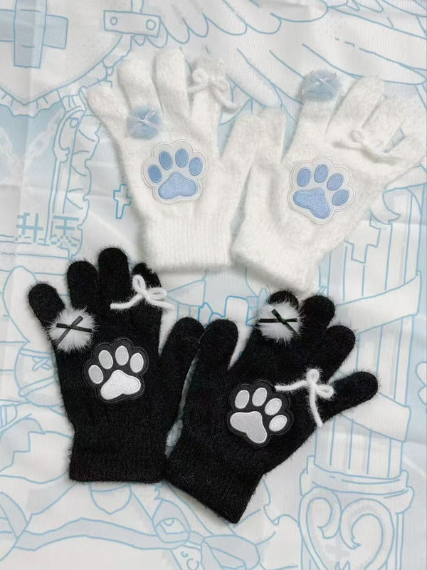 Cute cat paw thin gloves