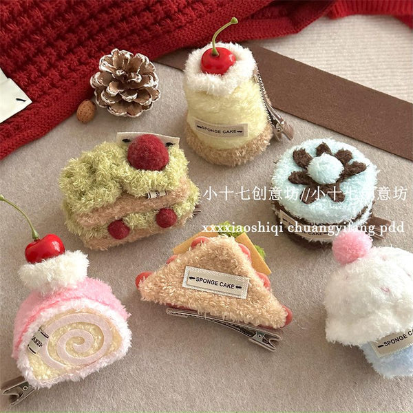 Cute Simulation Cake Plush Hair Clip