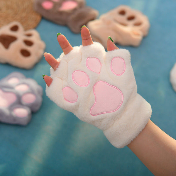 women's cute winter cat claw gloves