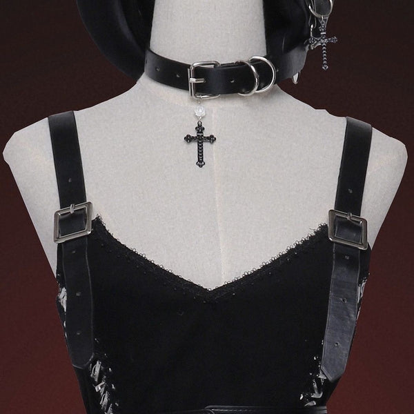 Subculture cross choker necklace dark Lolita accessories