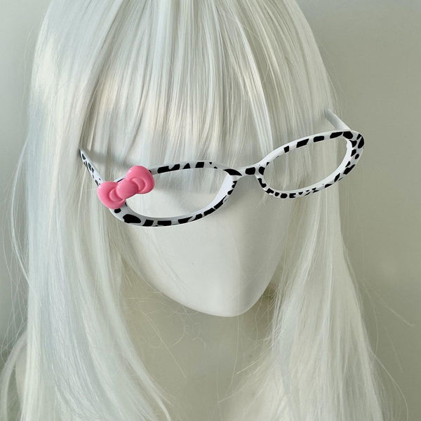 y2k retro cow pattern bow eyeglass frame