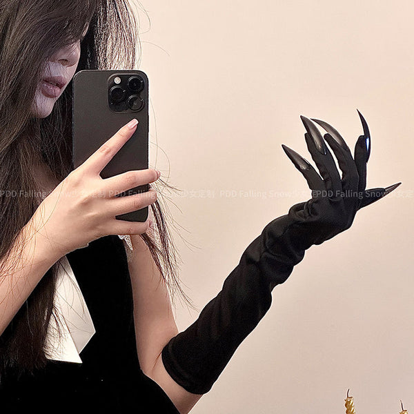 Punk Gothic Dark Halloween Nail Gloves