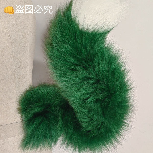 Electric animal tail green white tip movable tail