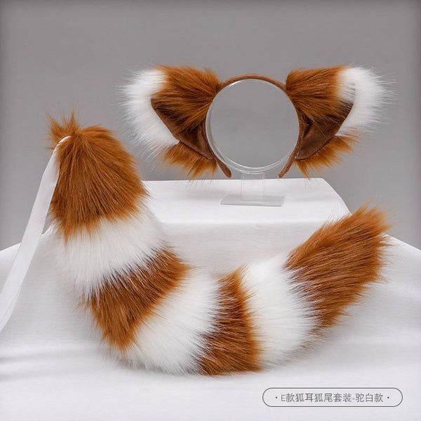 Tail cos cute plush animal ears headdress tail