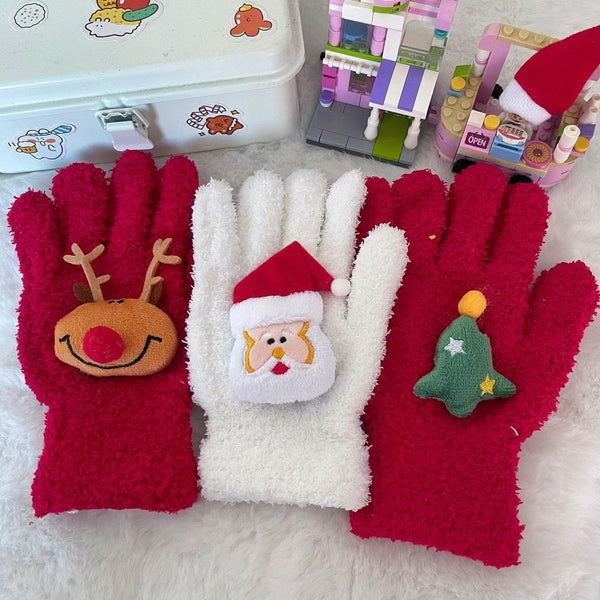 ins style Christmas atmosphere coral fleece gloves