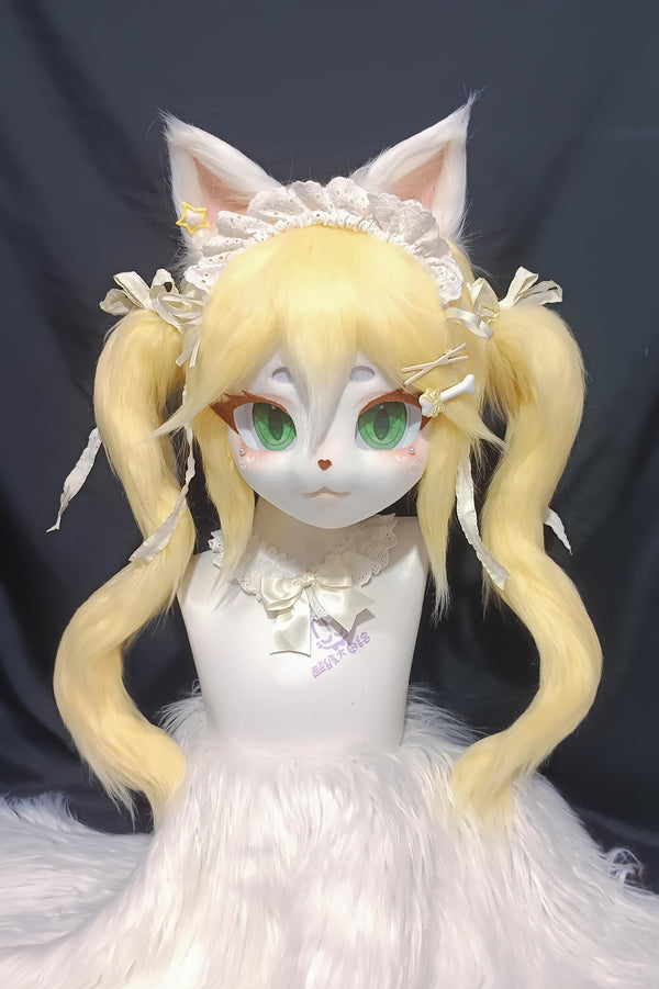 [Kitten] Blonde twin ponytail maid cat kig fursuits stock