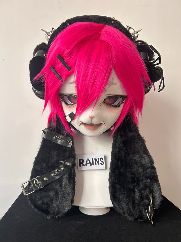 [Bunny] Spider Black Pink Scar Rabbit Kig Fursuits Stock(gift paws)