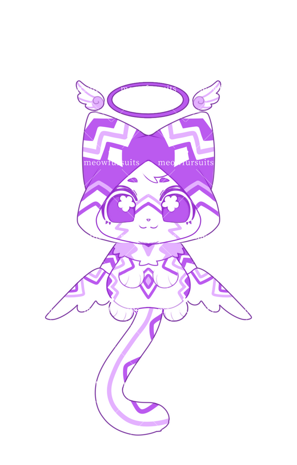 [Pre-sale adoption] - Purple angel wings kitten Kemono Fursuit Head