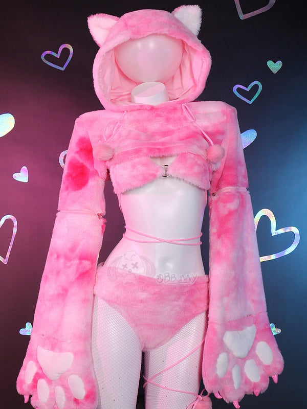 Pink cat cosplay cute paw suit (two ways to wear)