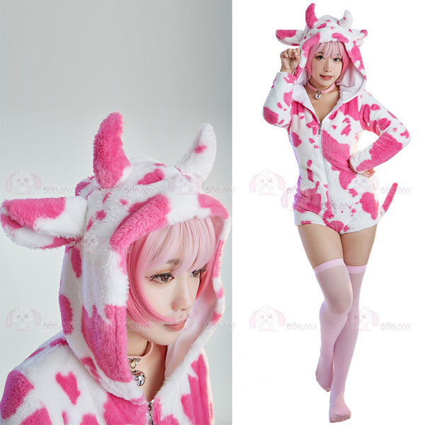 Pink cow plush cosplay