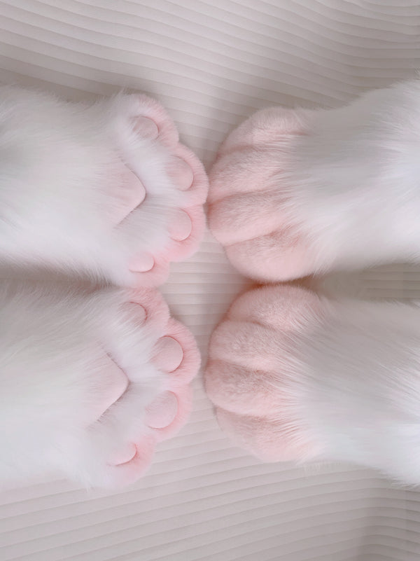 Furry gloves animal feet cute pink