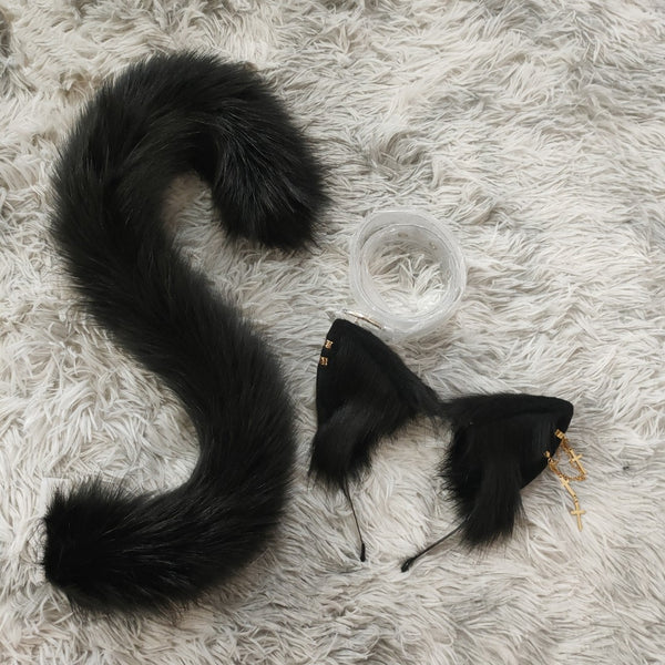 Cos handmade simulation cat ears and cat tail