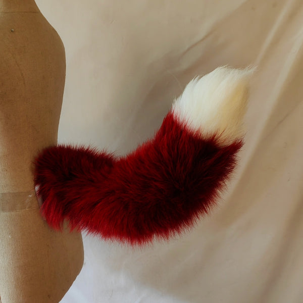 Dark red and white tip fox tail