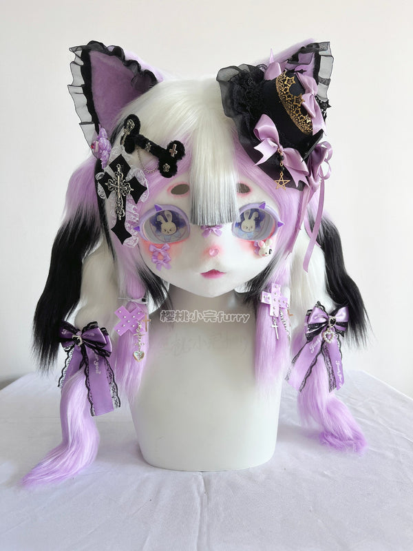 [Kitten] Black and pink kitten Kuromi kig fursuits stock