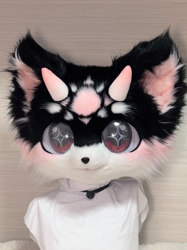 [Cat] Black and pink spotted chinchilla kemono fursuits stock