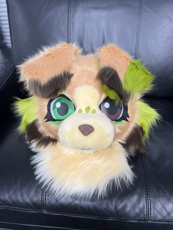 [Puppy] Full set of instant kill green dog Kemono Fursuits in Stock（gift paws+feetpaws+tail）