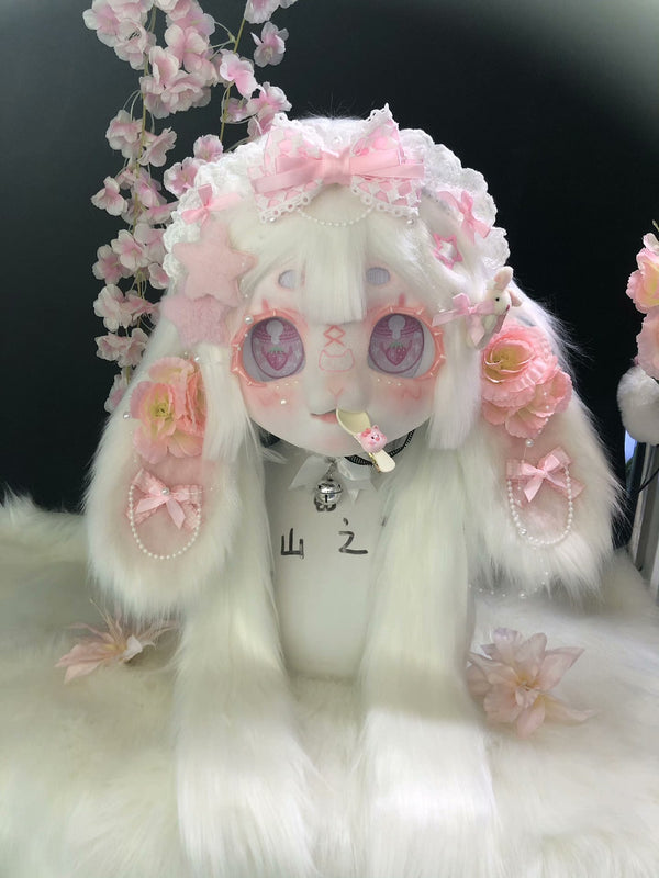 [Bunny] Elegant bunny with flowers kig fursuits stock