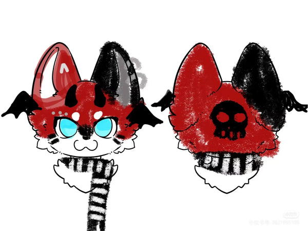 [Waiting for Adoption] - Devil Skeleton Cat Kemono Fursuit Head