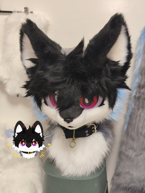 Black Puppy Kemono Head Fursuit (Gift Handpaws+Feetpaws+Tail)