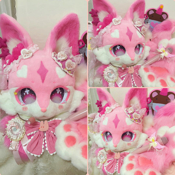 [Fox] Strawberry Cake Pink Fox Kemono Fursuits Stock(gift paws+tail)