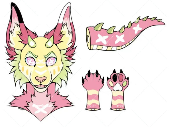 [Pre-sale adoption] - American-style pink dragon Kemono Fursuit