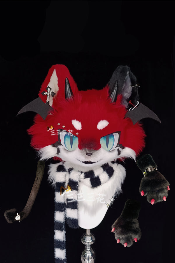 [Cat] Punk subculture red kitten Kemono Fursuits Stock(gift paws+tail)