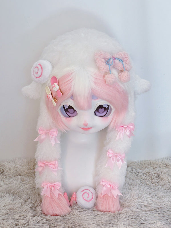 [Lamb] Pink and white double ponytail lamb Kig Fursuits Stock