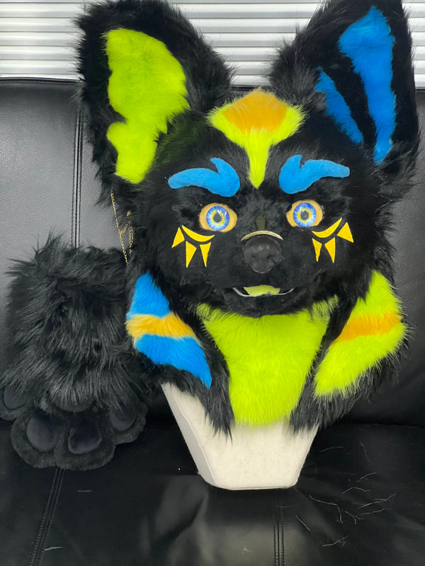 Colorblock Little Wolf Kemono Fursuit(Head+body+handpaws+neck)