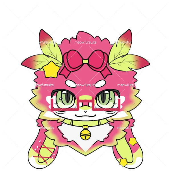 [Pre-sale adoption] - Pitaya Leaf Rabbit Kemono Fursuit Head