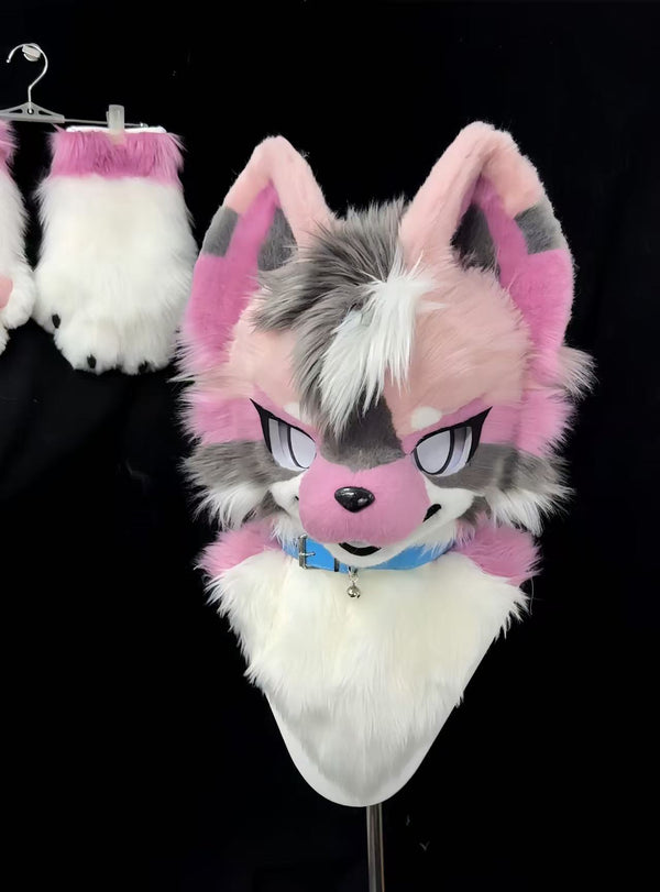 Purple and white wolf Kemono Head Fursuit (Gift Handpaws)
