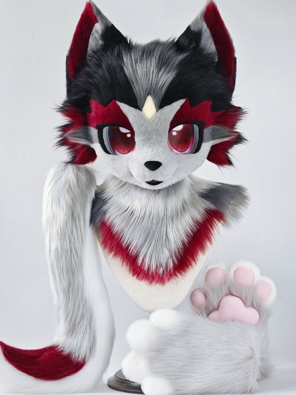 [Fox] Red gray fox Kemono Fursuits Stock（gift tail+ handpaws）