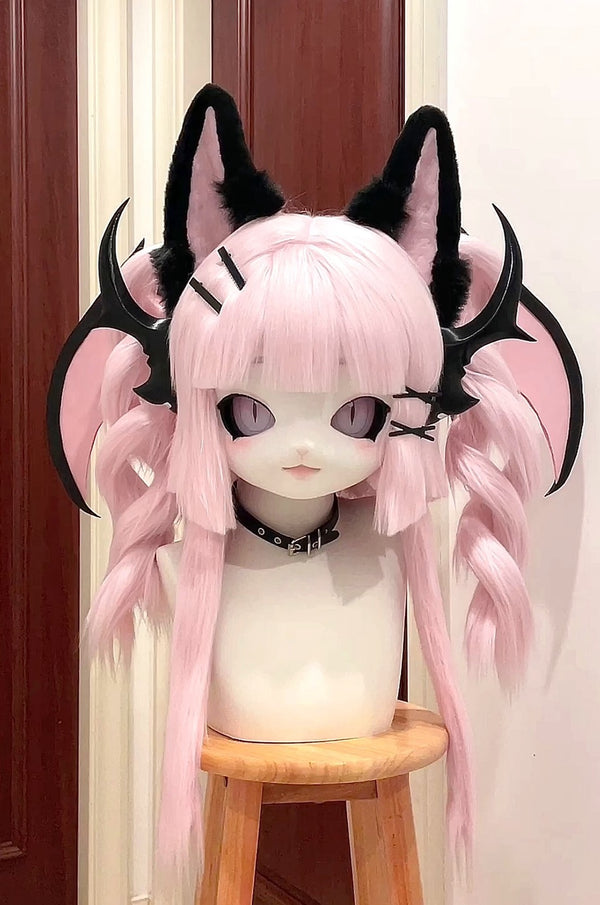 [Kitten] Devil Black Pink Kitten Kig Fursuits Stock