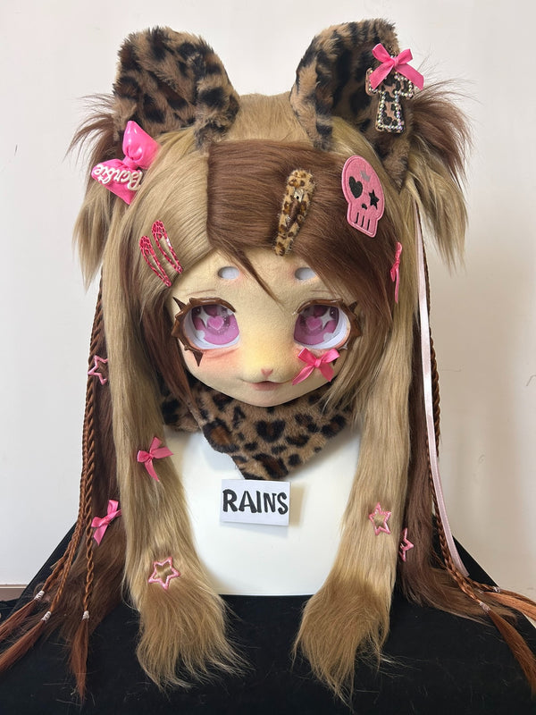 [leopard] Double ponytail long hair little leopard Kig Fursuits Stock(gift paws)