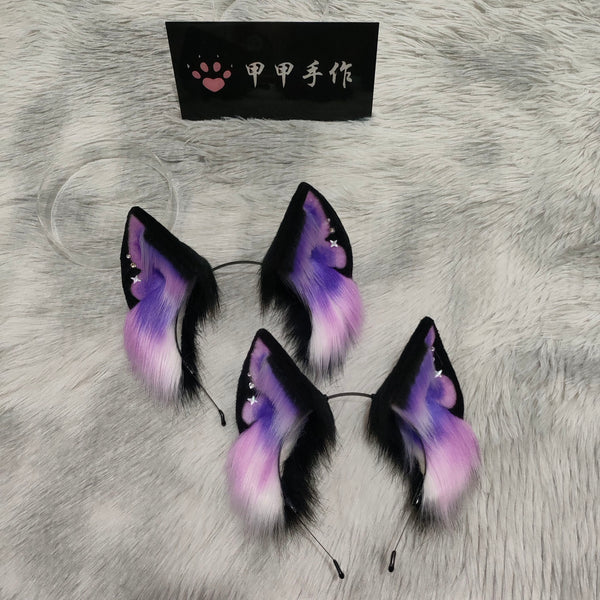 Handmade simulated animal ear headdress cosplay starry sky cat