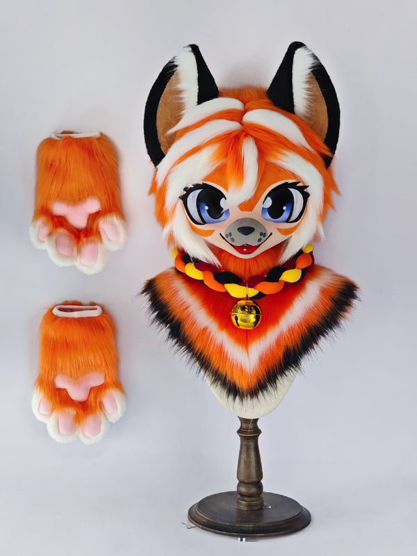 Colorblock Yellow Tiger Kemono Head Fursuit(gift paws)