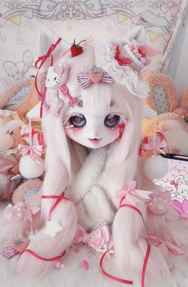 [Kitten] Pink bow lamb Kig Fursuits Stock