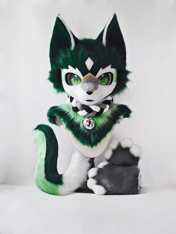 [Wolf] Green pattern gradient wolf Kemono Fursuits Stock（gift tail&handpaws)