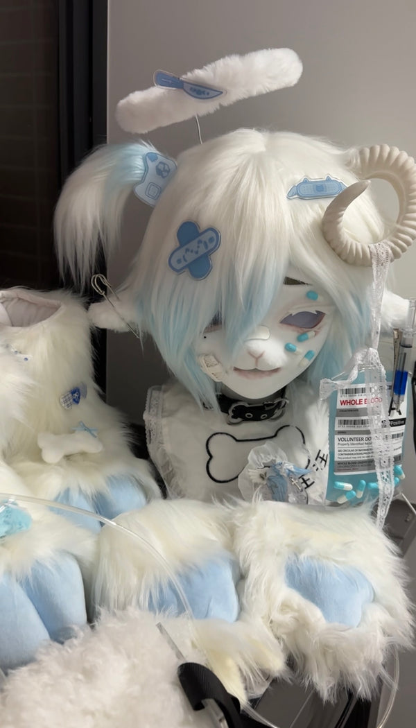 [Lamb] Sickly Blue Lamb kig full set Fursuits Stock（gift tail+handpaws+feet paws）