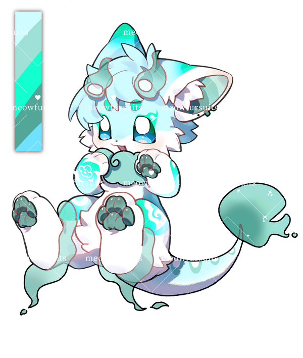 [Pre-sale adoption] - Auspicious clouds blue green dragon pattern dragon Kemono Fursuit Head