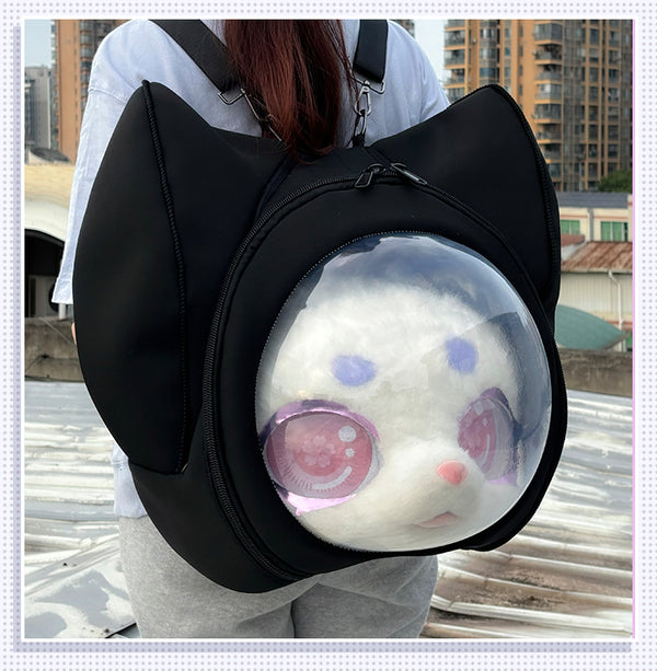 furry animal head portable backpack