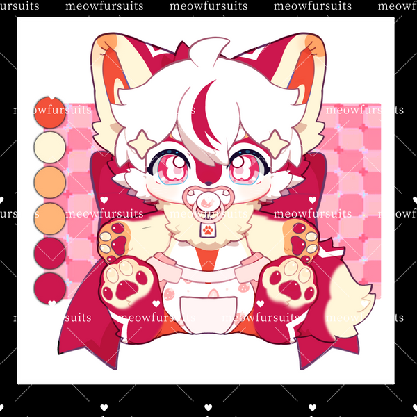 [Pre-sale adoption] - Strawberry Cake Baby Kitten Kemono Fursuit Head