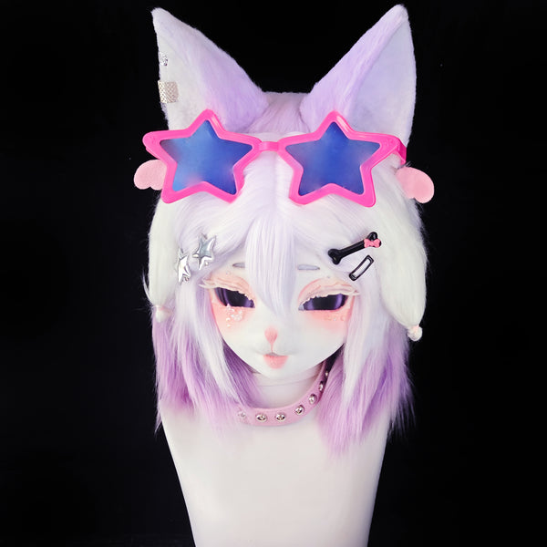 Purple disco fox Kig Head Fursuit