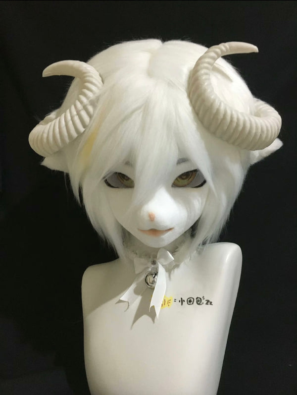 [Goat] Glowing Eyes White Hair Goat kig fursuits stock