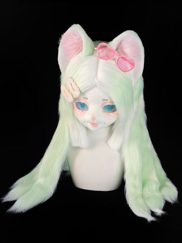 Green y2k hamster Kig Head Fursuit