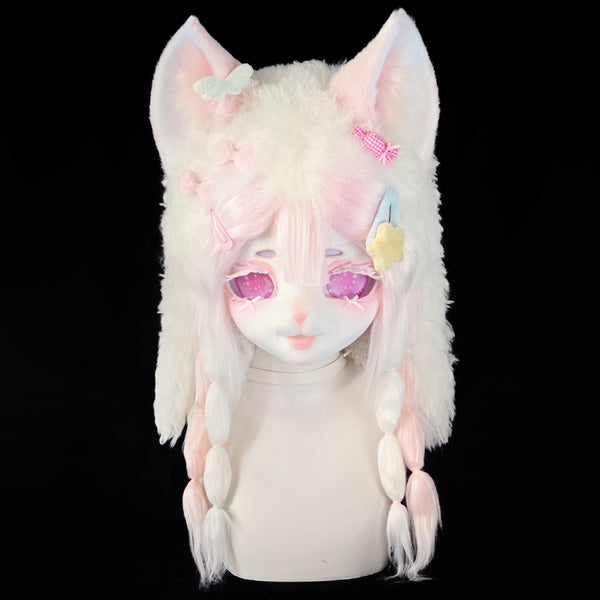 Cute pink cat Kig Head Fursuit
