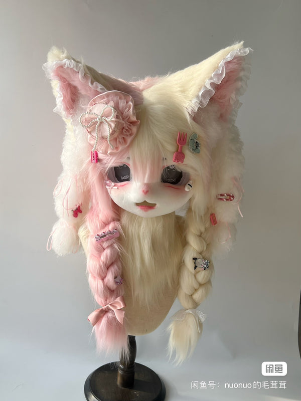 [Kitten] Pink Kitten Cake Kig Fursuits Stock（gift neck&handpaws）