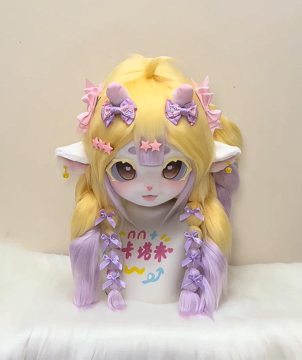 [Lamb] Yellow and purple bow lamb Kig Fursuits Stock