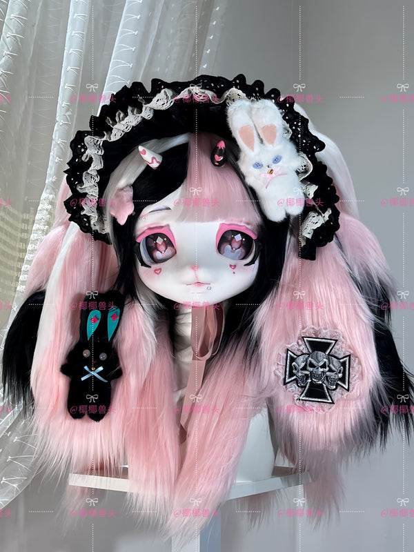 [Bunny] Devil Black Pink Rabbit kig fursuits stock