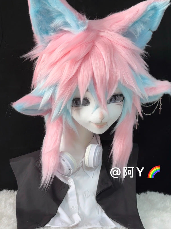 [Fox] Pink and blue four-eared fox Kig Fursuits Stock